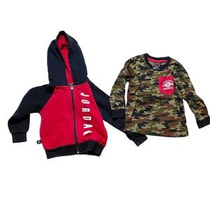 Baby Boys 2T Lot Of 2 Jordan Zip Up Hoodies NY Enyce Sean Combs Tee Red Camo